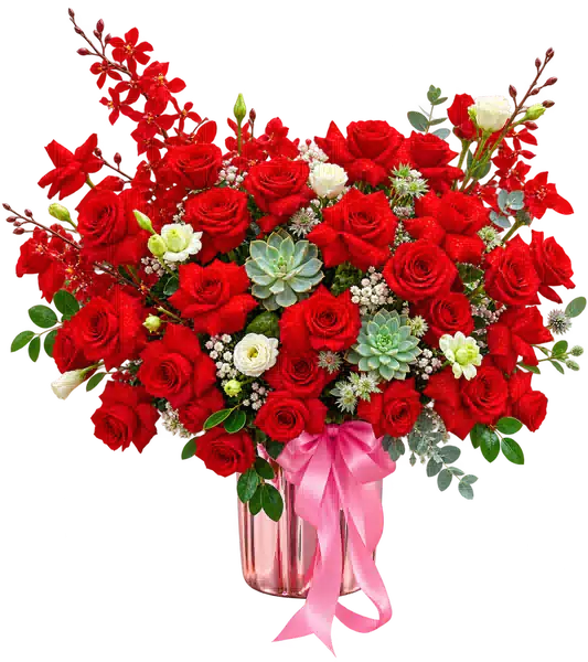 Bình Hoa Hồng Phối Lan Tông Đỏ