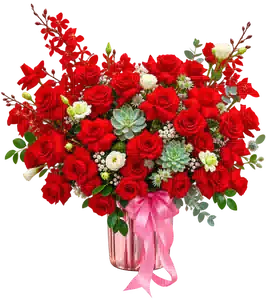 Bình Hoa Hồng Phối Lan Tông Đỏ