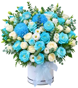 Bình Hoa Hồng Tông Xanh Dương - Trắng