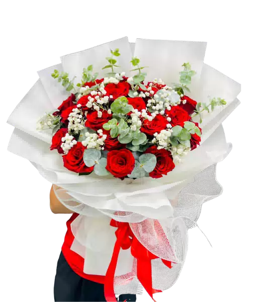 Bó Hoa Đỏ Trắng Tươi Sáng