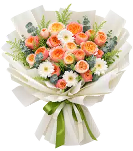 Bó Hoa Hồng Cam Phối Hoa Phụ