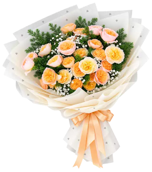 Bó Hoa Hồng Cam Phối Hoa Phụ