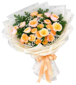 Bó Hoa Hồng Cam Phối Hoa Phụ