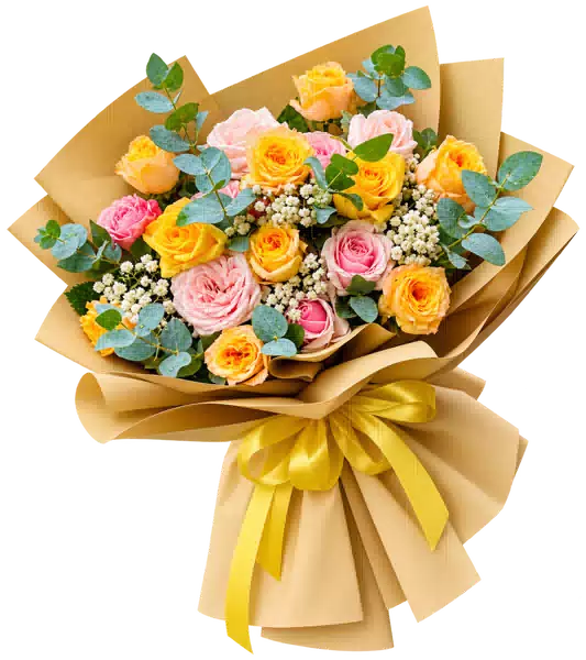 Bó Hoa Hồng Cam Phối Hoa Phụ