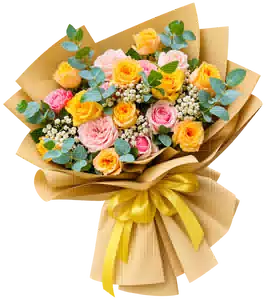Bó Hoa Hồng Cam Phối Hoa Phụ