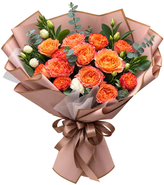 Bó Hoa Hồng Cam Phối Hoa Phụ