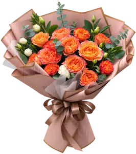 Bó Hoa Hồng Cam Phối Hoa Phụ