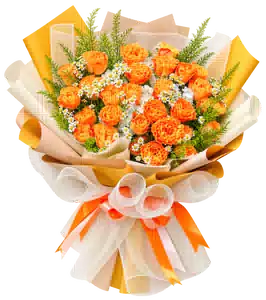 Bó Hoa Hồng Cam Phối Hoa Phụ