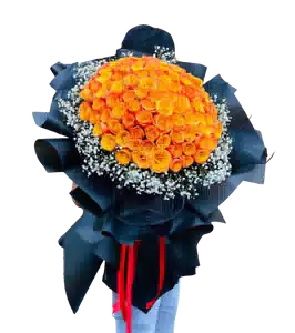 Bó Hoa Hồng Cam Tròn Đầy