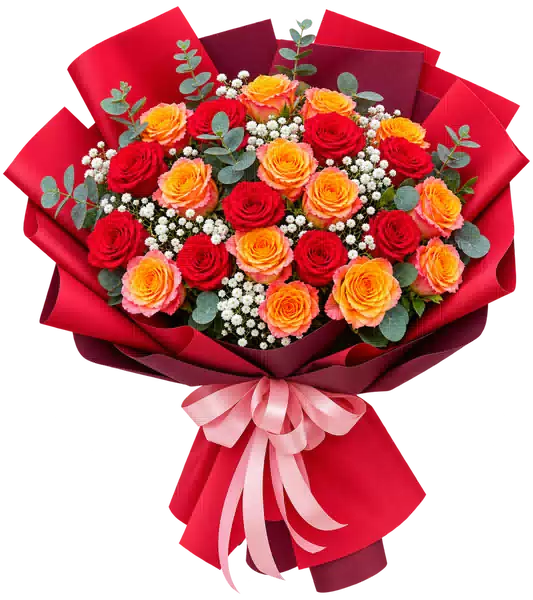 Bó Hoa Hồng Đỏ Cam
