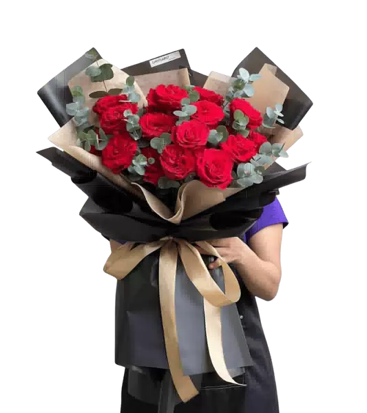 Bó Hoa Hồng Đỏ Gói Đen