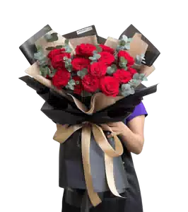Bó Hoa Hồng Đỏ Gói Đen