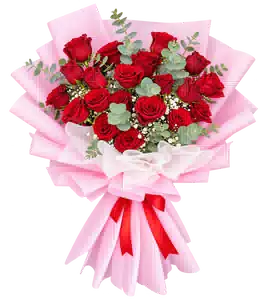 Bó Hoa Hồng Đỏ Gói Hồng
