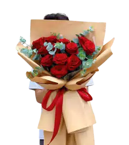 Bó Hoa Hồng Đỏ Gói Nâu