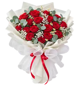 Bó Hoa Hồng Đỏ Gói Trắng