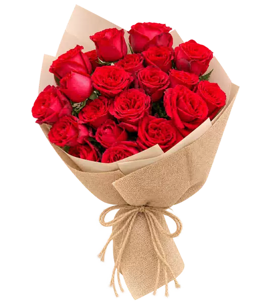 Bó Hoa Hồng Đỏ Gói Vải Bố