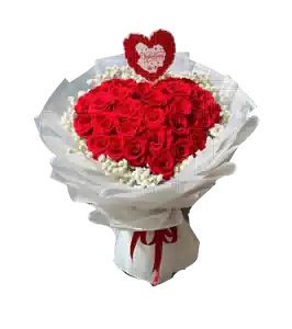 Bó Hoa Hồng Đỏ Hình Trái Tim