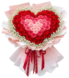 Bó Hoa Hồng Đỏ Hồng Xếp Trái Tim
