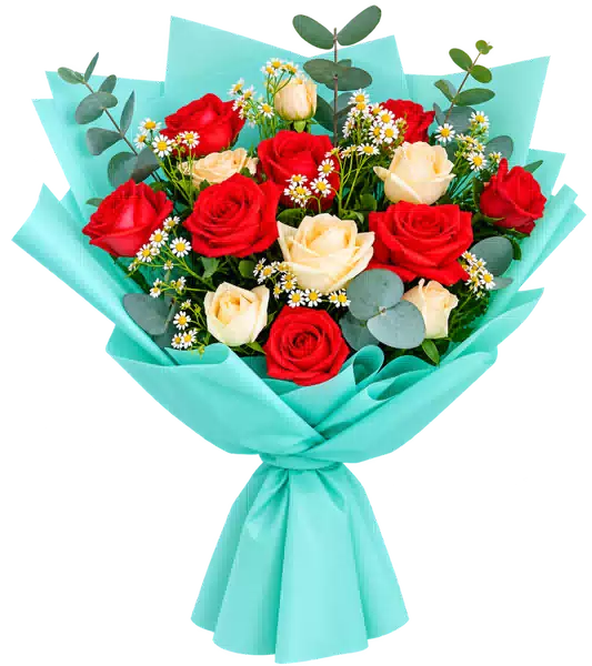 Bó Hoa Hồng Đỏ Kem Phối Hoa Phụ