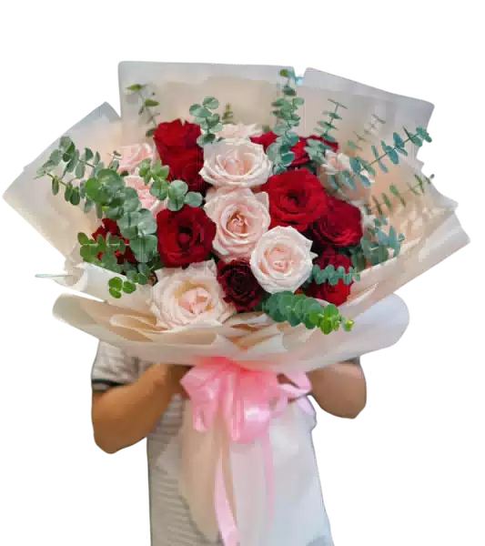 Bó Hoa Hồng Đỏ Kem Thanh Lịch