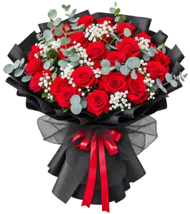Bó Hoa Hồng Đỏ Lớn Gói Đen