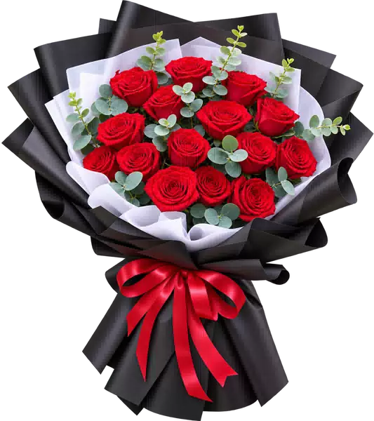Bó Hoa Hồng Đỏ Phối Hoa Phụ