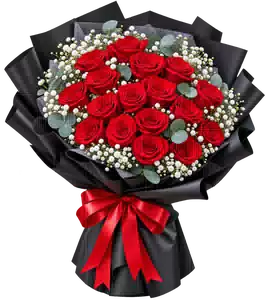 Bó Hoa Hồng Đỏ Phối Hoa Phụ