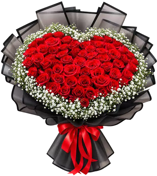 Bó Hoa Hồng Đỏ Phối Hoa Phụ