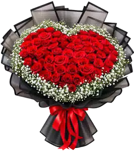Bó Hoa Hồng Đỏ Phối Hoa Phụ