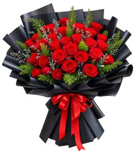 Bó Hoa Hồng Đỏ Phối Hoa Phụ