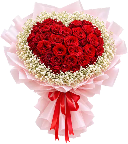 Bó Hoa Hồng Đỏ Phối Hoa Phụ