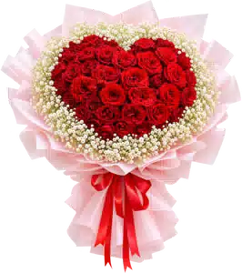 Bó Hoa Hồng Đỏ Phối Hoa Phụ