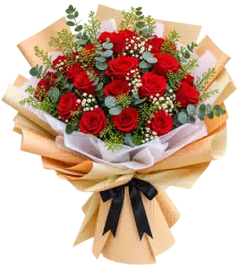 Bó Hoa Hồng Đỏ Phối Hoa Phụ