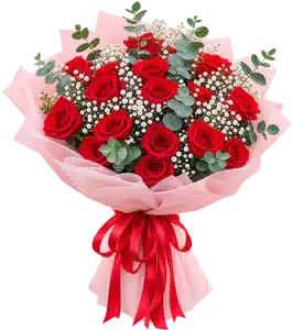 Bó Hoa Hồng Đỏ Phối Hoa Phụ
