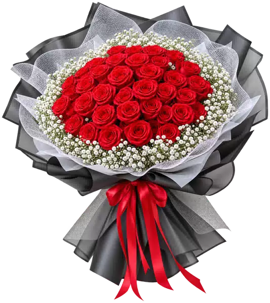 Bó Hoa Hồng Đỏ Phối Hoa Phụ