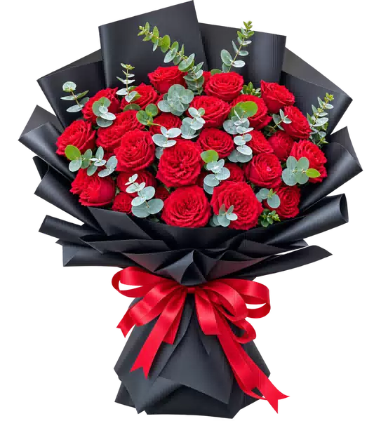 Bó Hoa Hồng Đỏ Phối Hoa Phụ