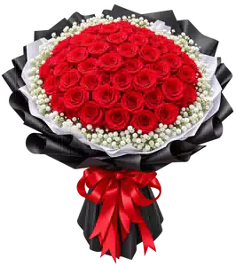 Bó Hoa Hồng Đỏ Phối Hoa Phụ