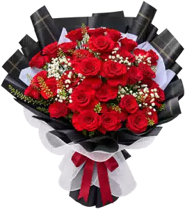 Bó Hoa Hồng Đỏ Phối Hoa Phụ