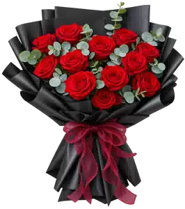 Bó Hoa Hồng Đỏ Phối Hoa Phụ