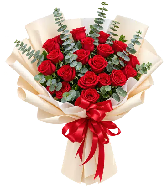 Bó Hoa Hồng Đỏ Phối Hoa Phụ