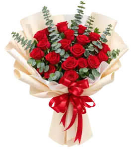Bó Hoa Hồng Đỏ Phối Hoa Phụ