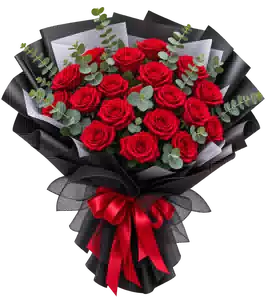 Bó Hoa Hồng Đỏ Phối Hoa Phụ