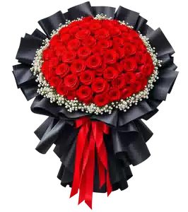 Bó Hoa Hồng Đỏ Phối Hoa Phụ
