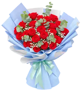 Bó Hoa Hồng Đỏ Phối Hoa Phụ