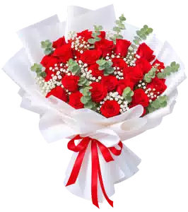 Bó Hoa Hồng Đỏ Phối Hoa Phụ