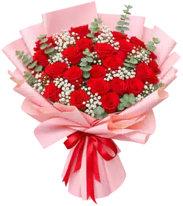 Bó Hoa Hồng Đỏ Phối Hoa Phụ