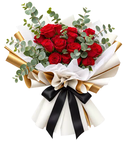 Bó Hoa Hồng Đỏ Phối Hoa Phụ