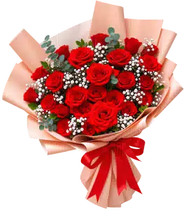 Bó Hoa Hồng Đỏ Phối Hoa Phụ