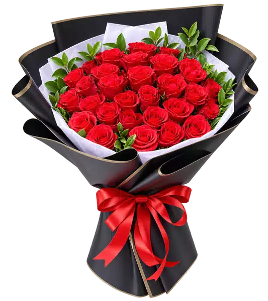 Bó Hoa Hồng Đỏ Phối Hoa Phụ
