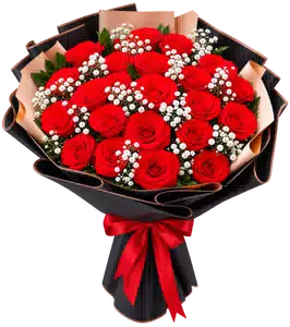 Bó Hoa Hồng Đỏ Phối Hoa Phụ
